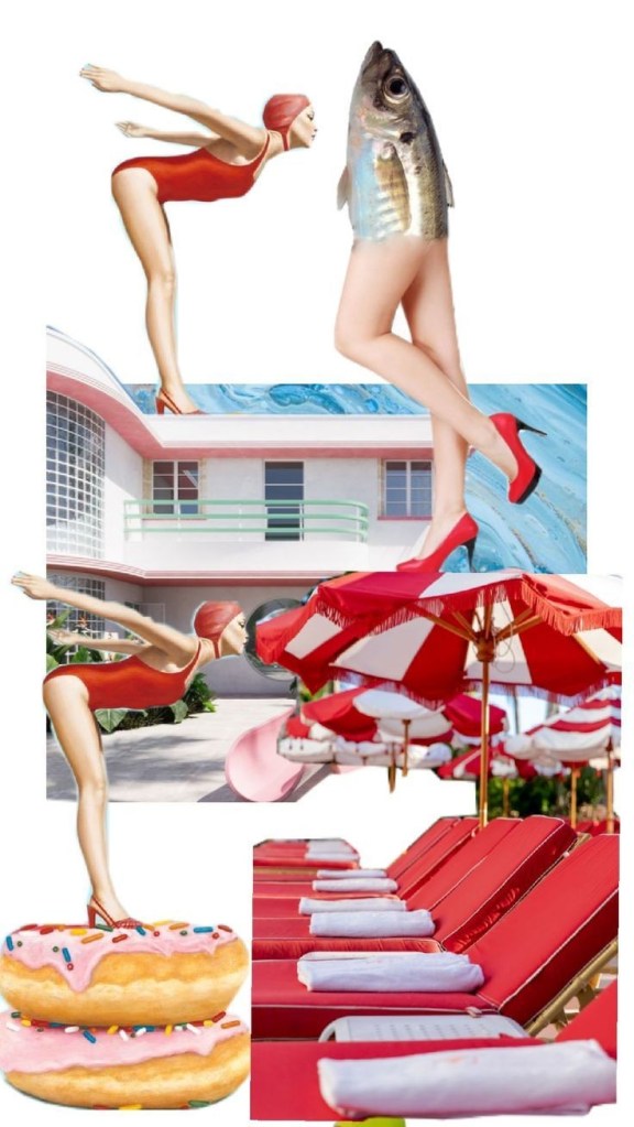 This image shows the glamour of 50's swimmers in hotels.